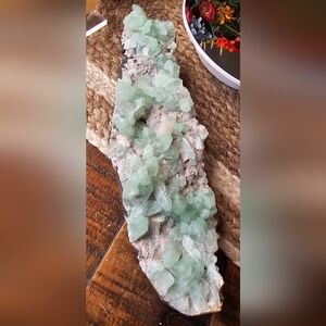 Beautiful Green Apophyllite With Some Stilbite - Large Taco 10.5"